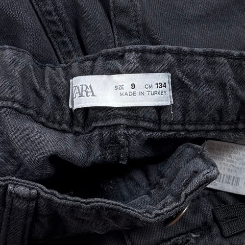 Zara Kids Girls Distressed Wide Leg Jean Size 9 Washed Black Gray - Picture 4 of 11