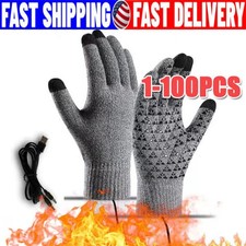 Heated Gloves Electric Rechargeable Battery Hand Warm Windproof Thermal Winter