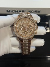 NEW Michael Kors Layton Chronograph Rose Gold Glitz Crystal Womens Watch MK7285