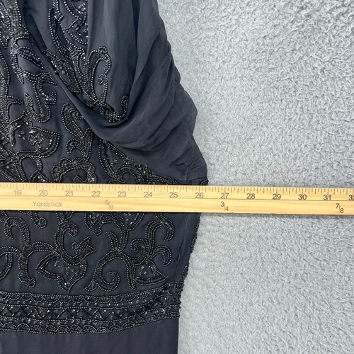 Vintage Judith Ann Plus Dress Womens 3X Black Silk Beaded Sequin Layered Lined - Picture 3 of 15