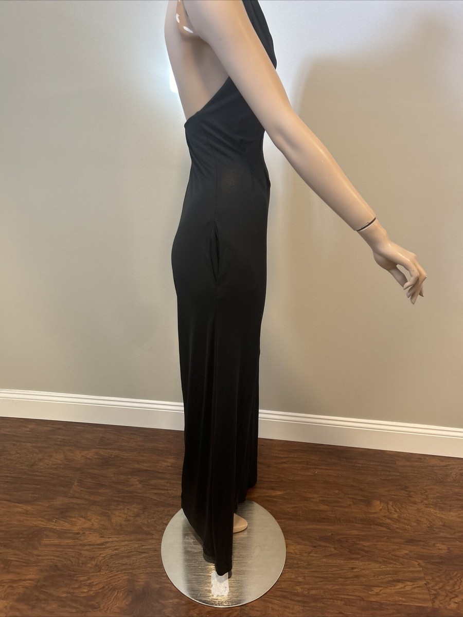 Halston Heritage Halter Open Back Black Sleeveless Jumpsuit