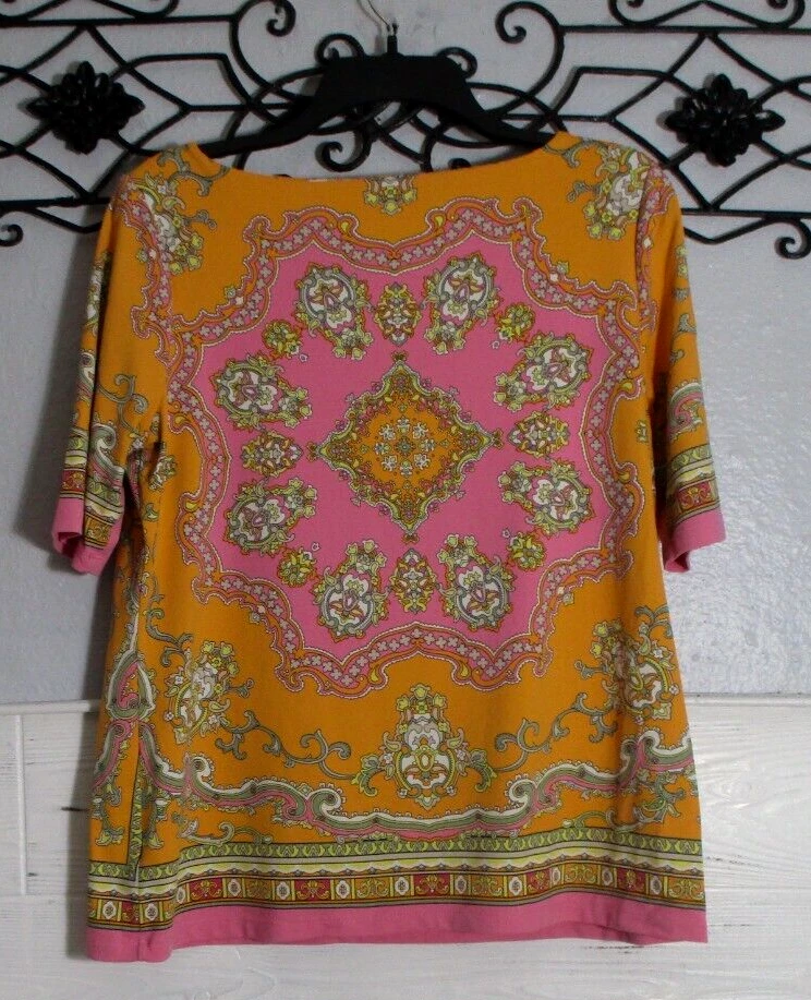 Charter Club Women's Top Size M Short Sleeve Multicolored Round Neck - Image 2 of 4