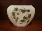 Vintage Milk Glass ART DECO STYLE VASE w ARCHES & Hand-Painted  Heavy! Beautiful