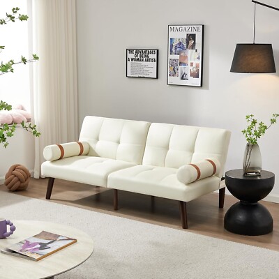 Futon Sofa Bed Unpholstered Fabric Sleeper Couch Convertible Foldable Loveseat