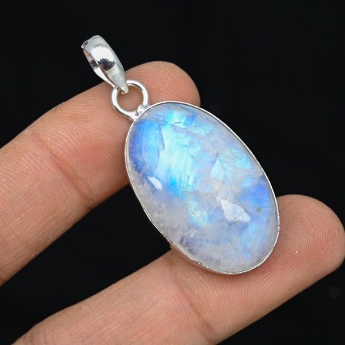 Rainbow Moonstone Gemstone 925 Sterling Silver Handmade Jewelry Pendant Gift For - 第 2/2 張圖片