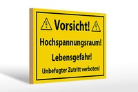 Holzschild Hinweis 30X20 Cm Vorsicht Hochspannungsraum Deko Schild Wooden Sign