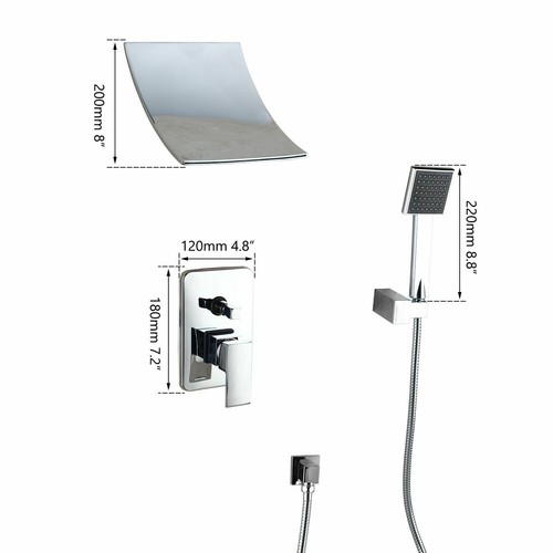 Verdeckte Wandhalterung Wasserfall Badewanne Auslauf Mixer Ventil Handdusche Wasserhahn - Bild 2 von 11