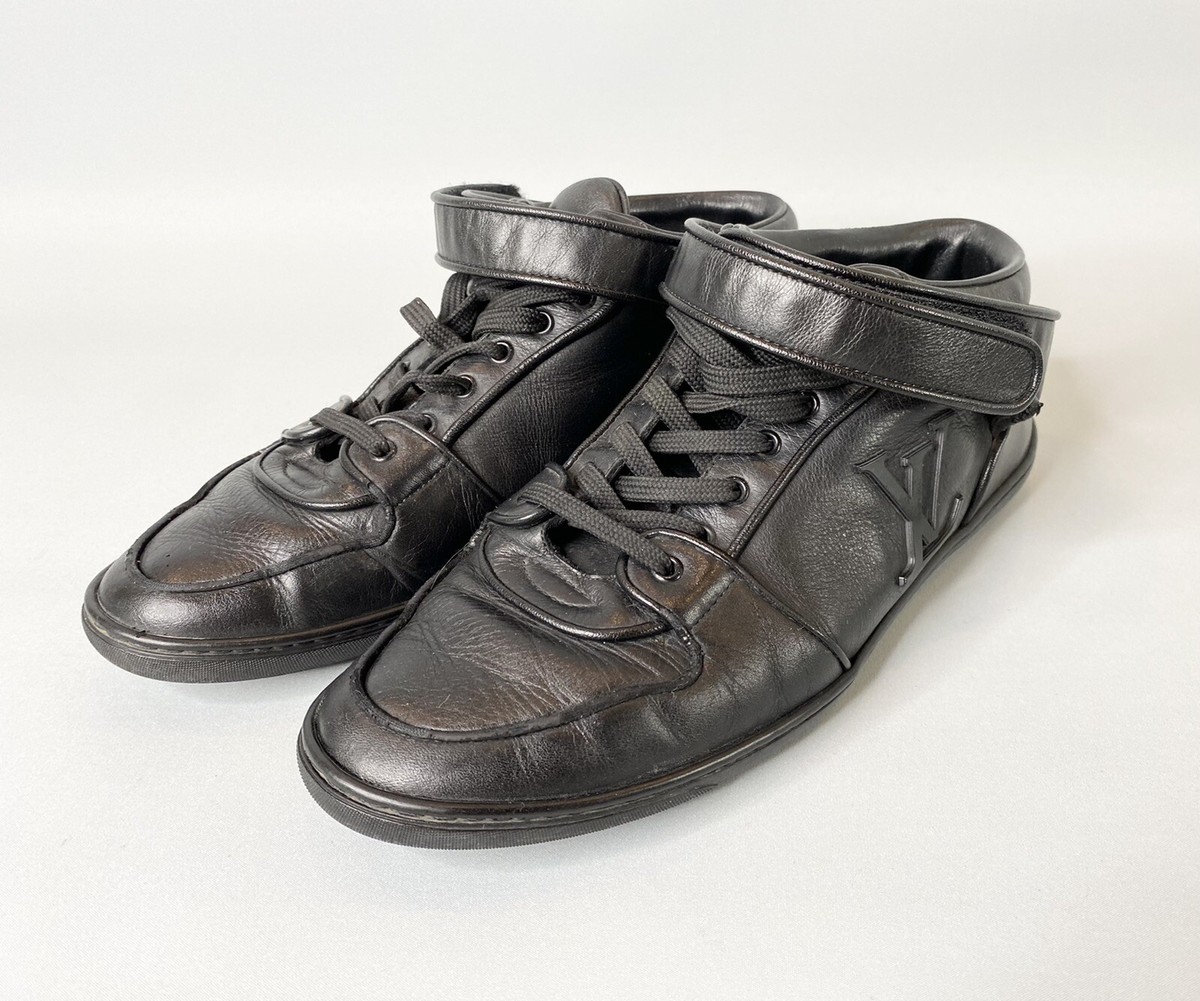 Louis Vuitton Leather Sneakers Shoes LV Logo Black Sz 37 | eBay