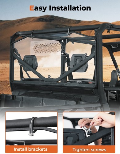 Flip Front + Rear Vented Windshield for Can Am Defender HD 5/ 8/ 10 MAX 2016-24 - Picture 15 of 17