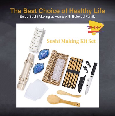 Sushi Making Kit 20 in 1 Sushi Bazooka Roller Kit Christmas Gift Kitchen Tools