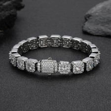 Men's 10MM Gold Plated Stainless SteeI Iced Out Tennis Bracelet CZ Stone