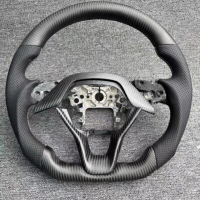 Customized Black Leather Matte Carbon Fiber Steering Wheel for Honda Accord 10th