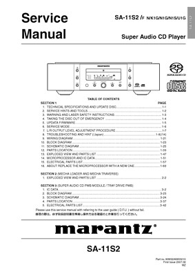 Service manual for Marantz SA-11 S2