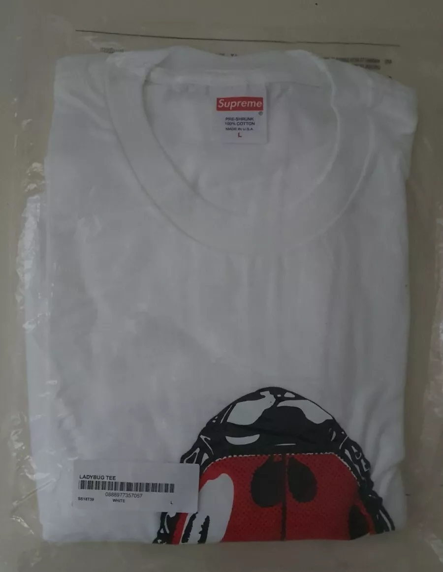 T shirt blanc FW18 Supreme Ladybug taille L grand neuf et jamais ouvert