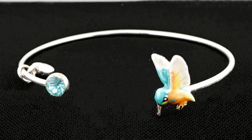 Beautiful New in Box Fable England Enamel Kingfisher Bangle - Picture 2 of 3