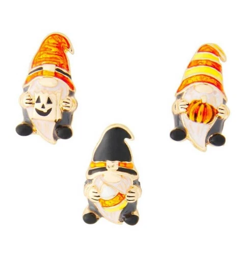 Napier Lot of 3 Gnome Brooch Scatter Pins Autumn NEW Gold Tone Enamel w Gift Box