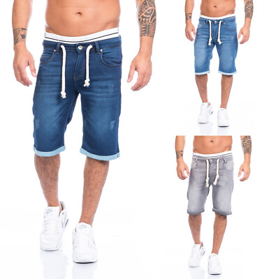 Lorenzo Loren Herren Sweat Jeans Shorts kurze Hose Bermuda Sommer Short