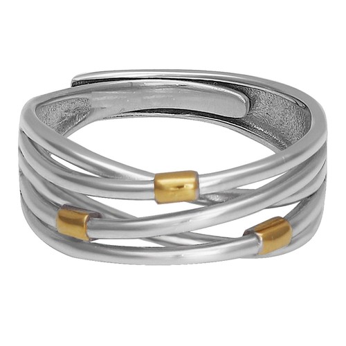 Bracelet Maille Lien Deux Tons Or/argent - Argent 925 Plaqué Or 18k, Longueur 7 Pouces (17.8 Cm)