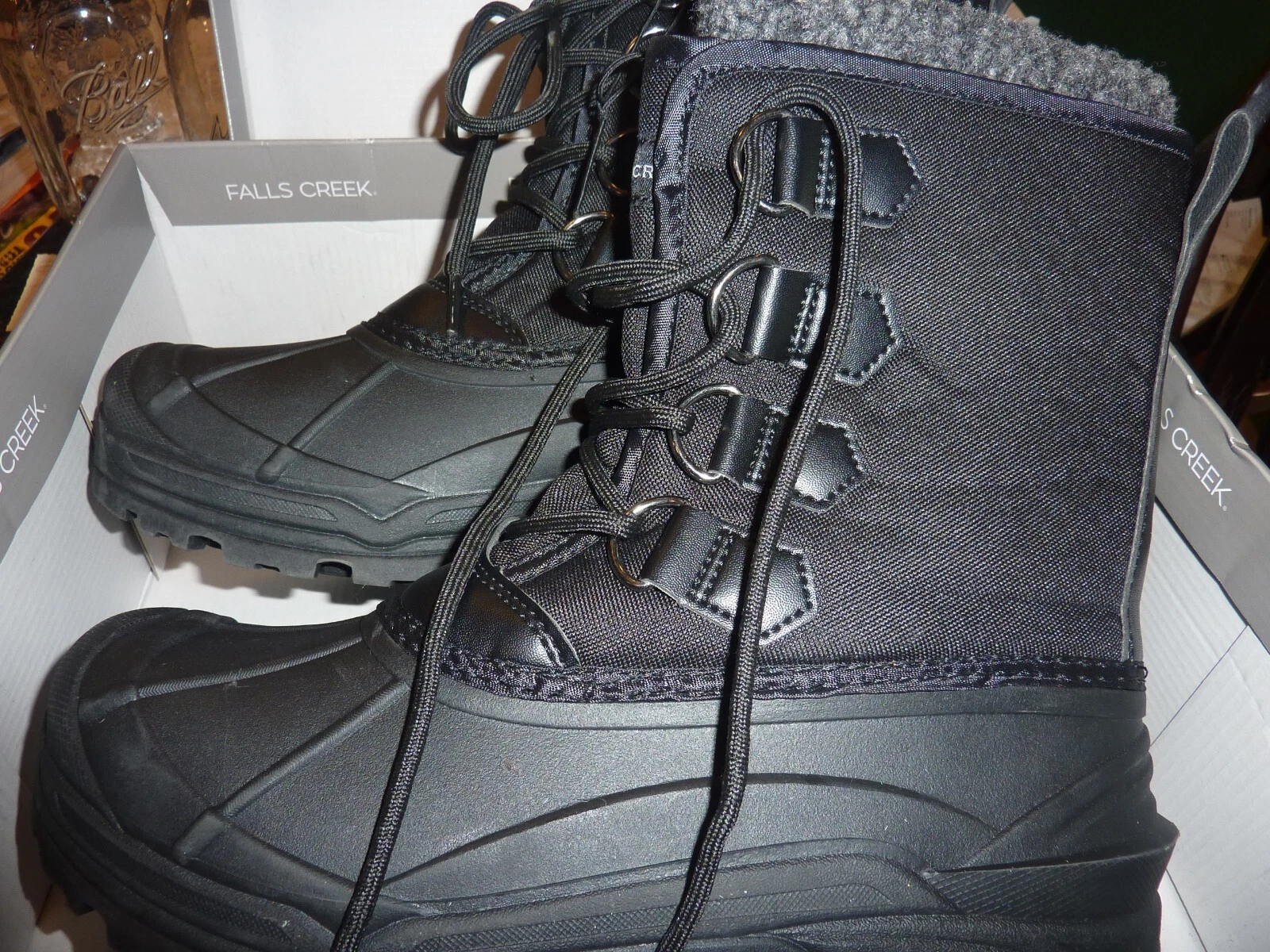 MENS WINTER BOOTS PACK SNOWPACK FALLS CREEK BLACK NEW CHOICE