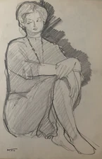 The Japanese Painter Hajime Kato (1925-2000) YOUNG WOMAN SITTING 1960 (379)