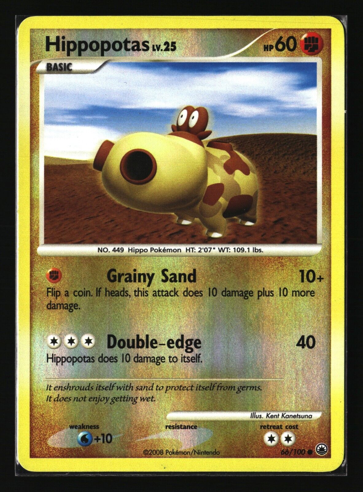 Pokemon HIPPOPOTAS 66/100 Reverse Holo (2008 Majestic Dawn) LP/Light Play