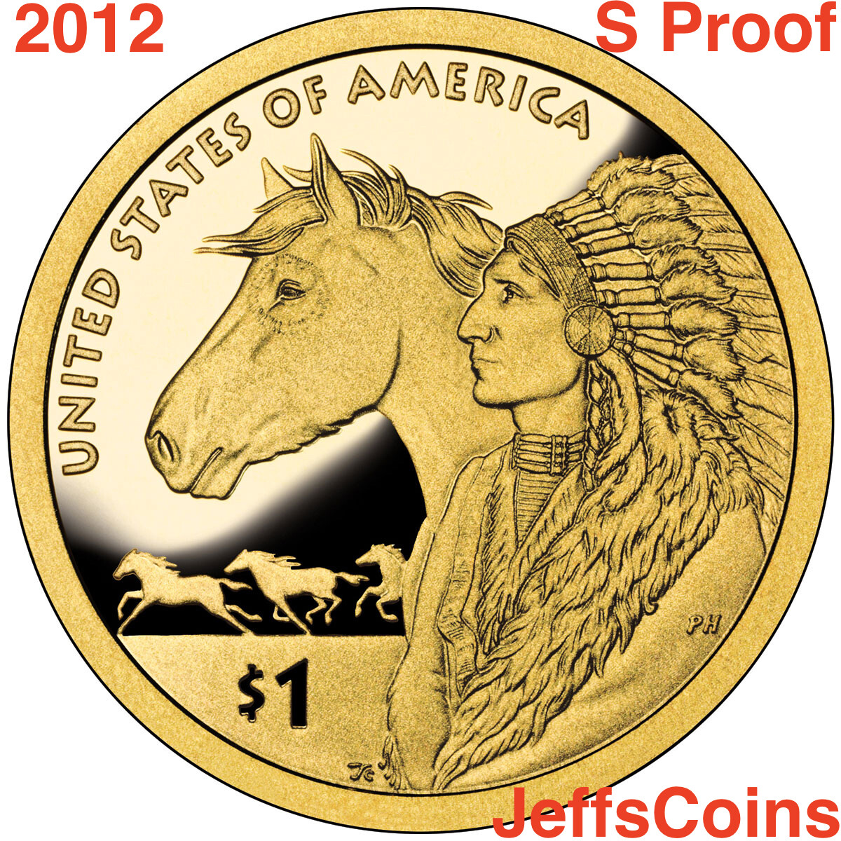 2012 S Sacagawea Native American Golden Dollar PROOF Trade Routes