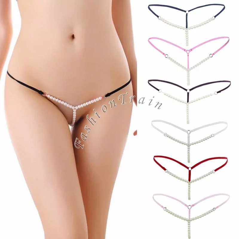 Sexy Women G-string V-string Pearl Panties Knickers Lingerie Thong Underwear