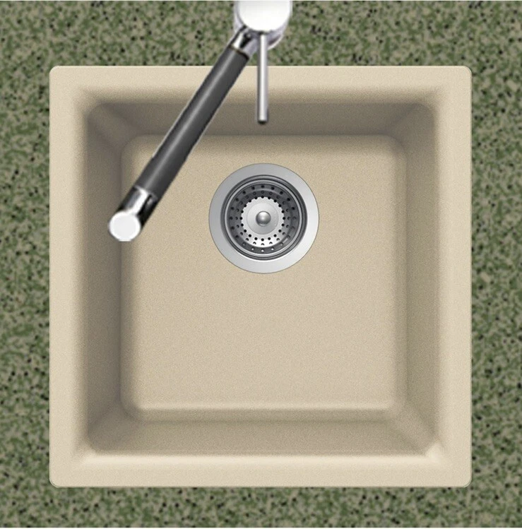 Fregadero de barra Houzer Quartztone montaje doble 13”x13”x8” E 100 arena, galleta granito ser Foto 2 de 4