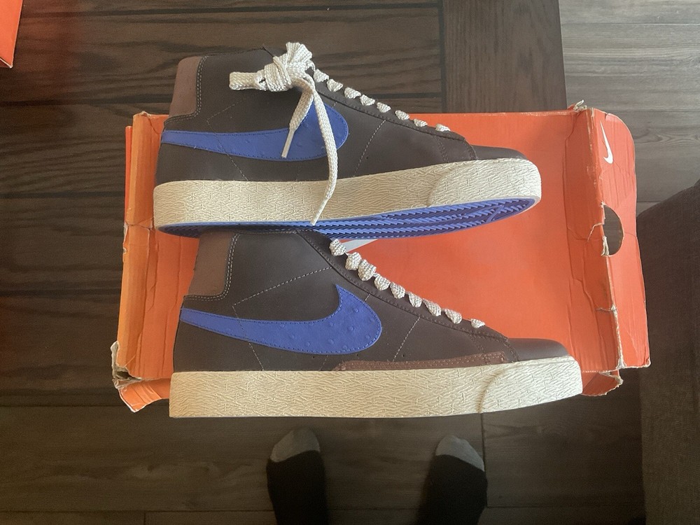 Nike Blazer High Ostrich Brown Royal Blue Shoes Size 8 315877-241 Men's