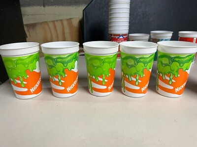 5 x Vintage 90s Pizza Hut Nickelodeon Studio Slime Plastic Cups