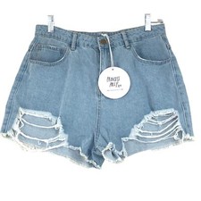 Princess Polly Womens Size 10 Elise Cut off Jean Shorts Distressed NEW with TAGS