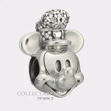 Authentic Pandora Disney Shimmering Steamboat Willie Portrait CZ Charm 797499CZ