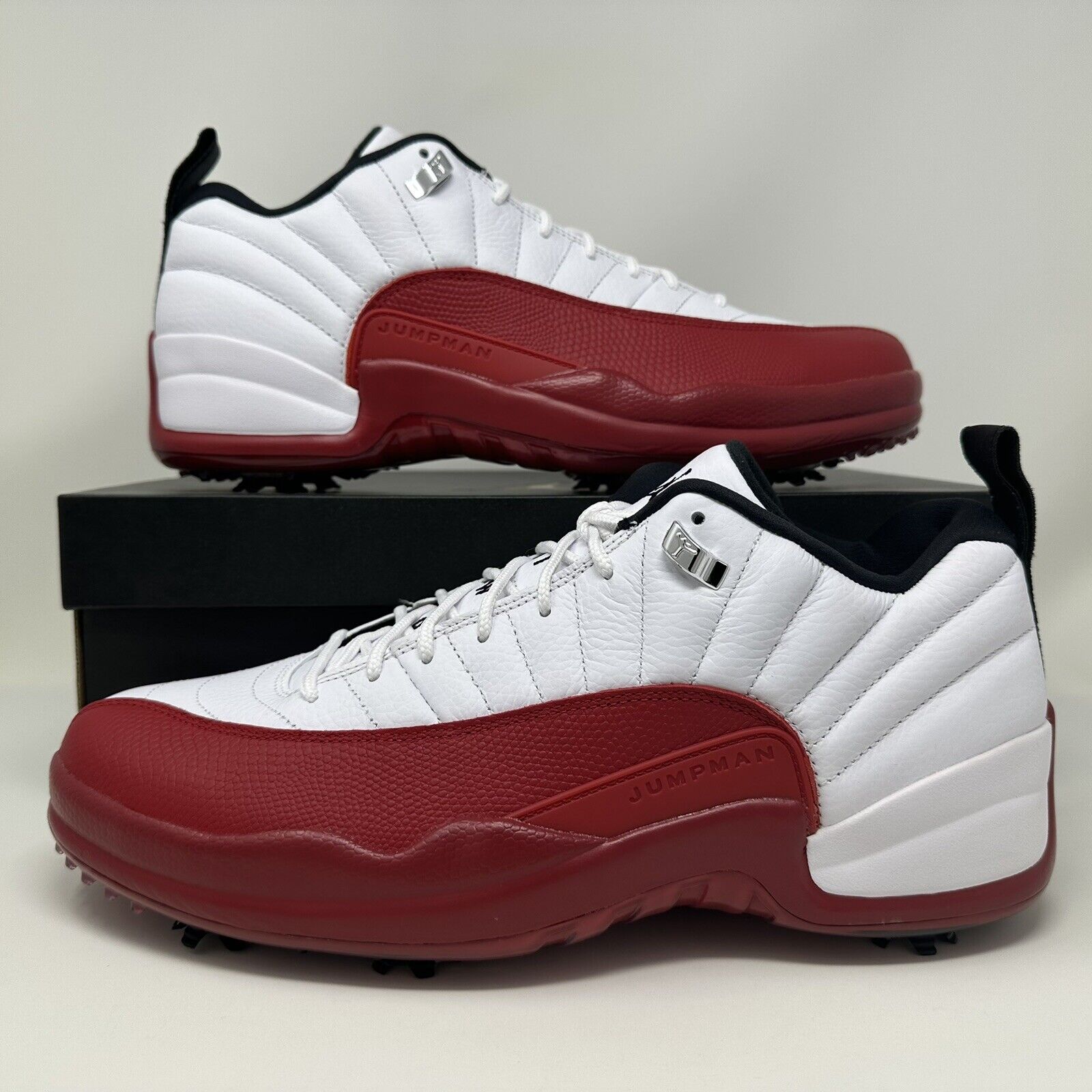  Nike Golf Air Jordan 12 Low G Cherry DH4120-161 Jordan 12G  Cherry Golf Shoes, Black, 8.5