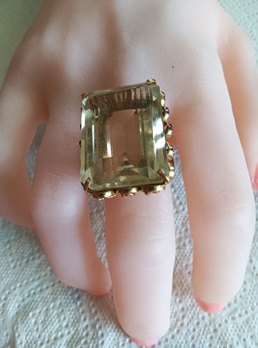 ANELLO ORO 18 KT ANTICO MODELLO COCKTAIL CON TOPAZIO GIALLO - Foto 2 di 11