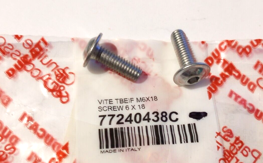 Ducati Screw M6X18 NOS 77240438C Qty. 2 (L-8074) | eBay