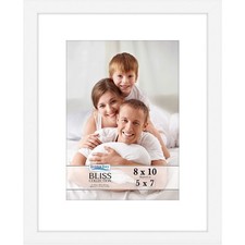 White 8x10 Picture Frame with 5x7 Mat Ideal for Home or Office Decor
