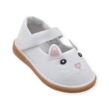 Wee Squeak Kitty White Toddler Squeaky Shoe for Girls Size 3-12