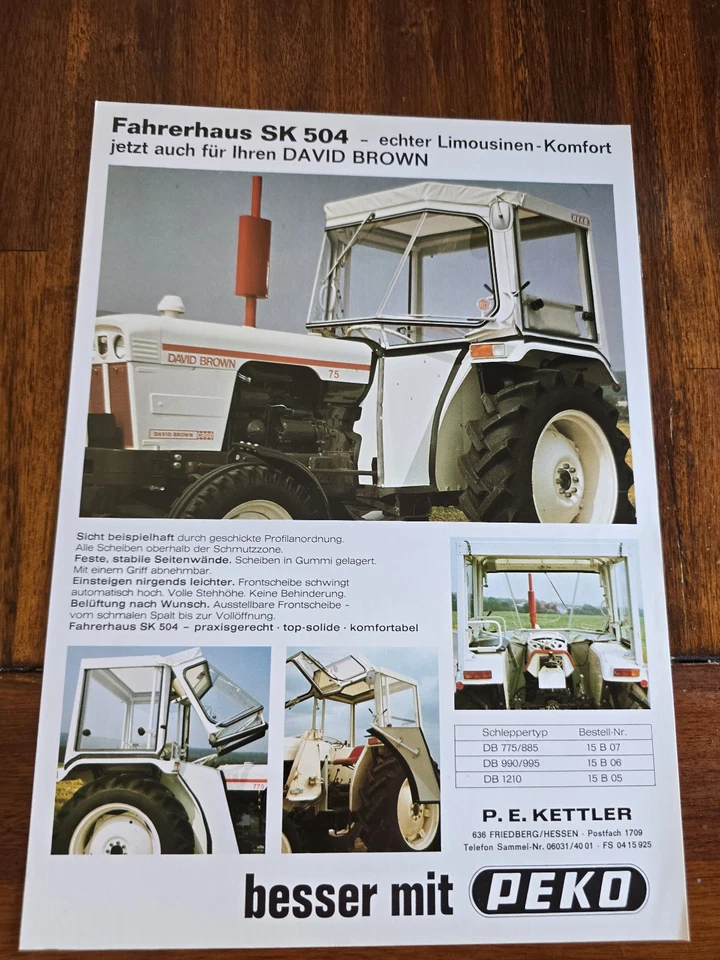 PEKO Fahrerhaus David Brown SK504 Schlepper Traktor Prospekt a - Bild 1 von 1