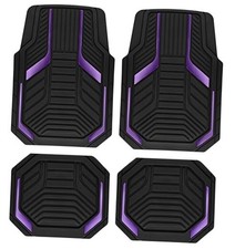 Heavy Duty Rubber Floor Mats Aluminum Film Car Mats Set, Front and Rear Purple