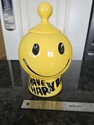 McCoy Yellow Ceramic Smiley Face Cookie Jar With Lid Mid-Century Modern USA