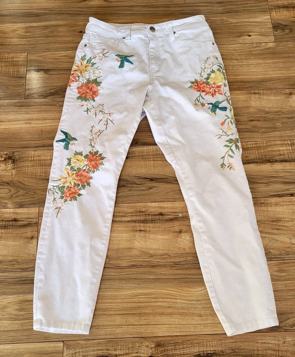 Pantalon Femme Nanette Lepore Taille 10 - Soie Imprimé Floral Oiseau - Occasion Très Bon état