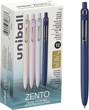 Uniball Zento Liquid Gel Ink Retractable Pens, Medium Point 0.7Mm , Muted Barre