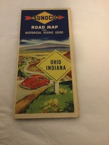 SUNOCO ROAD MAP OHIO & INDIANA 1946