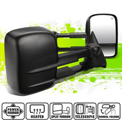 Black Powered Heated Side Rear View Towing Mirrors for Silverado Sierra 99-02