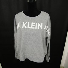 Calvin Klein Sweat Shirt Top Pullover Round Neck Womens L Gray Cotton