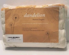 NEW NIP Dandelion Prefold Cloth Diapers Size 1 newborn 12 Pack Organic Textile