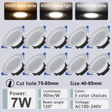 4-20pcs  7W 3Color Dimmable LED Downlight Recessed Ceiling Panel Light 85-265V