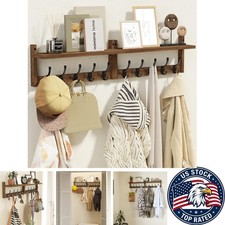 34.2 Retro Brown Wood Hook Rack with Shelf   ...
