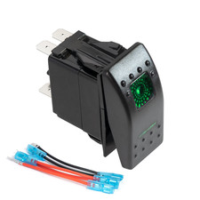 Momentary On/Off Rocker Switch 5Pin Laser Green LED Light 20A/12V 10A/24V Tog...