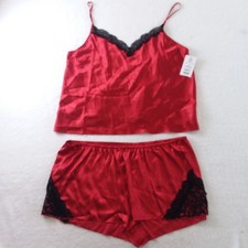NWT Secret Treasures Red Lace Trim Pajama Set Camisole Shorts 2X